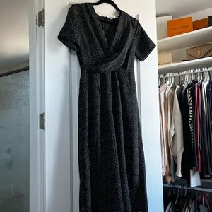 Navy polka dot sweetheart style midi jumpsuit